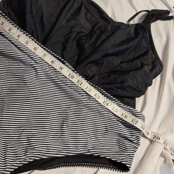 NWT PLUS SIZE FLOUNCE TOP SLIMMING RUCHED STRIPED SWIM SUIT BATHING 3X XXXL - Picture 11 of 13